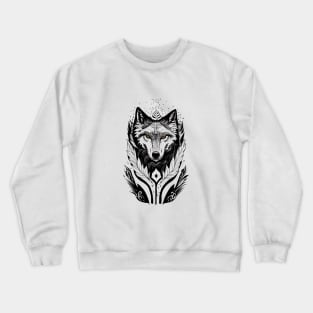 Wolf Wild Animal Nature Illustration Art Tattoo Crewneck Sweatshirt